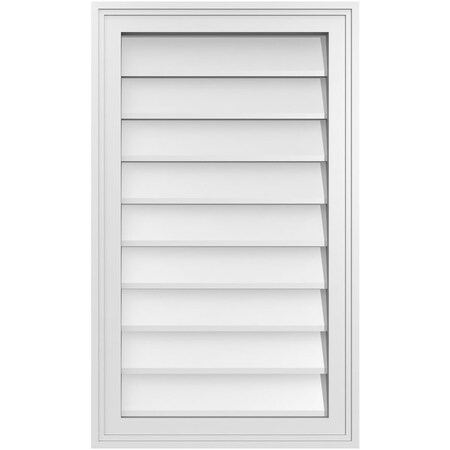 Ekena Millwork Vertical Surface Mount PVC Gable Vnt: Non-Functional, w/2"W x 1-1/2"H, Brickmould Frame, 18"W x 30"H GVPVE18X3002SN